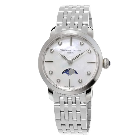 Armbanduhr Frederique Constant Dame Slimline Ladies Moonphase in Stahl FC-206MPWD1S6B - FC-206MPWD1S6B